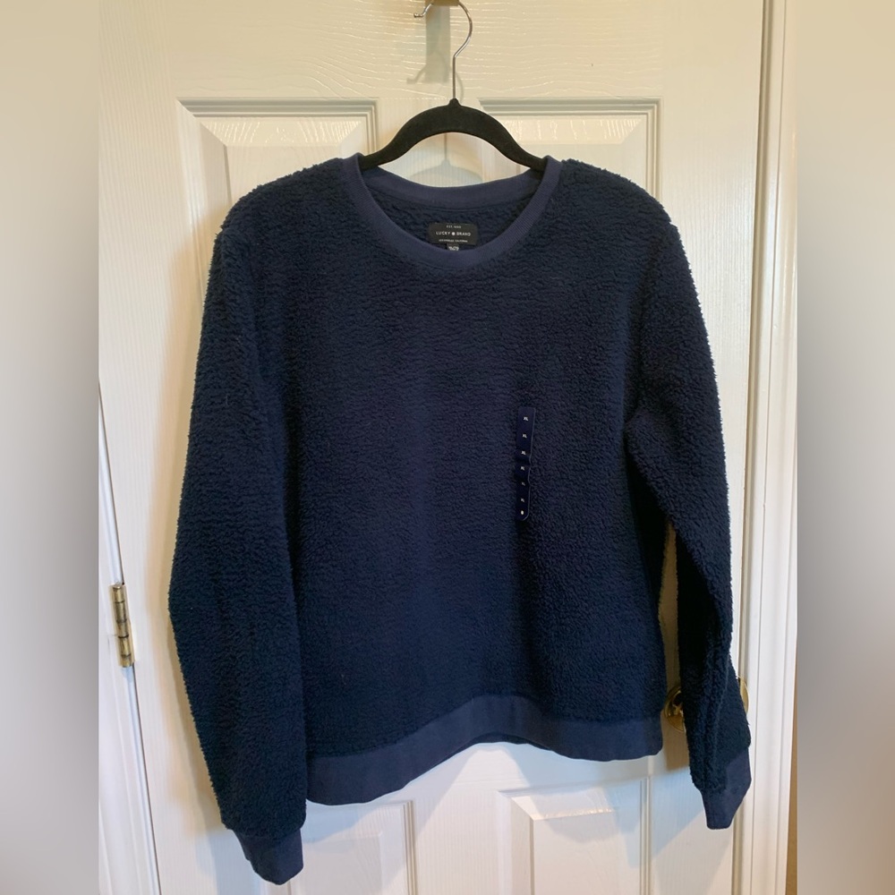 Lucky Brand Navy Sherpa Crewneck Sweater